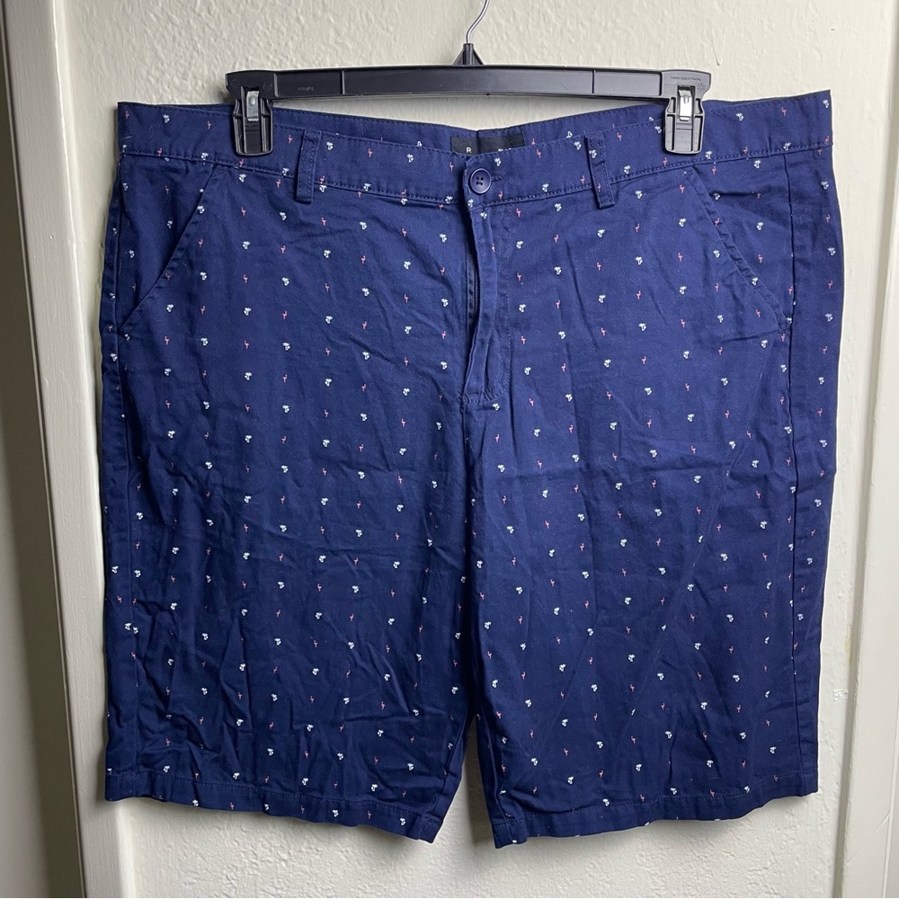 Public Record Shorts Men’s Size 40 Blue Palm Trees And Flamingos Print Bermuda